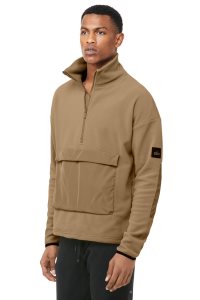 Alo Yoga 1/2 Zip Mammoth Polar Hoodie Khaki | EUDVAJC-89