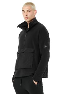 Alo Yoga 1/2 Zip Mammoth Polar Hoodie Schwarz | LXWZEFS-78