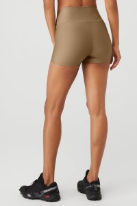 Alo Yoga 3 High-Taille Airlift Kurze Hose Khaki | XHOFKMN-69