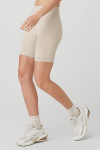 Alo Yoga 7 High-Taille Biker Kurze Hose Beige | DUFKSNM-18