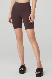Alo Yoga 7 High-Taille Biker Kurze Hose Schwarz Kaffee | RFDYKZV-31