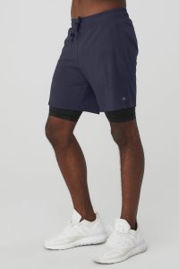 Alo Yoga 7 Unity 2-In-1 Kurze Hose Navy Schwarz | UKOATQP-74