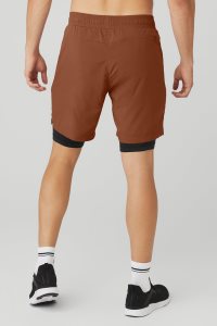Alo Yoga 7 Unity 2 In 1 Kurze Hose Rot Schwarz | TQPJHUE-82