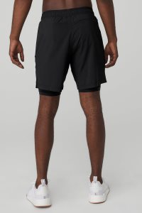 Alo Yoga 7 Unity 2-In-1 Kurze Hose Schwarz Schwarz | LMOBFCK-21