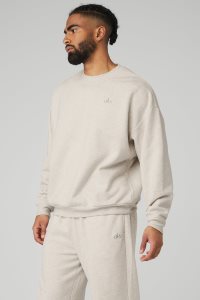 Alo Yoga Accolade Crew Neck Hoodie Beige | DYPWJZT-12