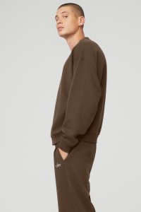 Alo Yoga Accolade Crew Neck Hoodie Kaffee | UQGFNCL-01