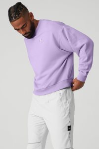 Alo Yoga Accolade Crew Neck Hoodie Lila | UTVMJKG-03