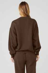 Alo Yoga Accolade Crew Neck Long Sleeve Kaffee | IFSPMRH-26