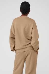 Alo Yoga Accolade Crew Neck Long Sleeve Khaki | XCLZYDN-79