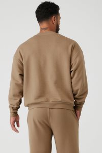 Alo Yoga Accolade Crew Neck Pullover Khaki | TLIPXMV-43