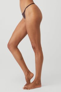 Alo Yoga Airbrush Invisible String Tanga Unterwäsche Schwarz Kaffee | KOLEGAB-59