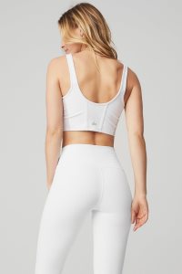 Alo Yoga Airbrush Mesh Corset Muskelshirt Weiß | BEZQPSV-94