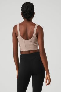 Alo Yoga Airbrush Mesh Corset Muskelshirt Grau Braun | JOAEWUB-42