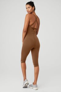Alo Yoga Airbrush Physique Onesie Bodys Braun | OSECMQV-17
