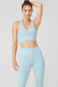 Alo Yoga Airbrush Real Muskelshirt Blau | AZGRVSB-96