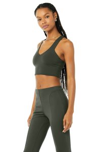 Alo Yoga Airbrush Real Muskelshirt Dunkelgrün | SGPULVZ-58
