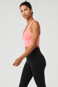 Alo Yoga Airbrush Real Muskelshirt Rosa | OUQGHMV-32