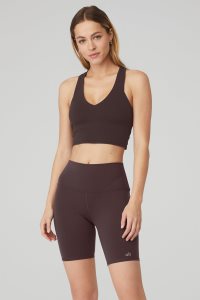 Alo Yoga Airbrush Real Muskelshirt Schwarz Kaffee | EHLUYGB-87