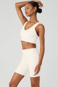 Alo Yoga Airbrush Real Muskelshirt Weiß | OLMIBZD-62