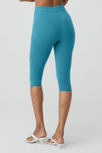 Alo Yoga Airbrush V-Cut Define Capri Leggings Blau | LZVMXHA-31