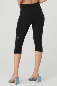 Alo Yoga Airbrush V-Cut Define Capri Leggings Schwarz | PRVIGNT-10