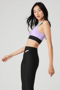 Alo Yoga Airlift Cutaway BHs Lila Schwarz | ZCQHMXJ-93