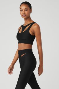 Alo Yoga Airlift Cutaway BHs Schwarz | DSEZUHQ-58