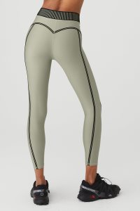 Alo Yoga Airlift High-Taille 7/8 Line Up Leggings Zitrone Grün | UOQTPEI-52