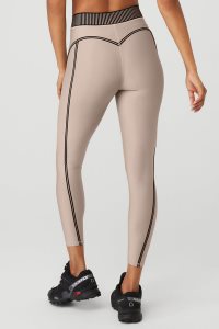 Alo Yoga Airlift High-Taille 7/8 Line Up Leggings Grau Braun | VAOUZTK-16