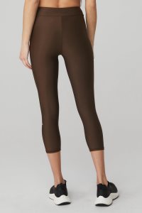 Alo Yoga Airlift High-Taille Conceal-Zip Capri Leggings Kaffee | WXKNTSU-28