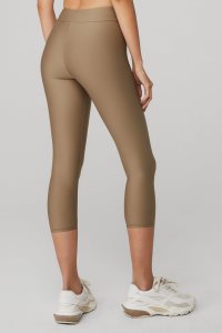 Alo Yoga Airlift High-Taille Conceal-Zip Capri Leggings Khaki | YRZNGKQ-65