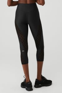 Alo Yoga Airlift Mesh High-Taille Celeste Capri Leggings Schwarz | OMYQBIL-59