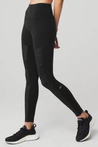 Alo Yoga Alo Yoga High-Taille Moto Leggings Schwarz | LWQNGZK-43