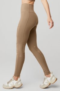 Alo Yoga Alo Yoga High-Taille Moto Leggings Khaki | PNWRSBF-01