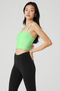 Alo Yoga Alosoft Convertible Sunkissed Bandeau Muskelshirt Mintfarben Grün | KNPAWUG-53
