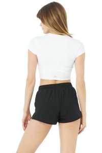 Alo Yoga Alosoft Crop Finesse Short Sleeve Weiß | GYJUTMF-17
