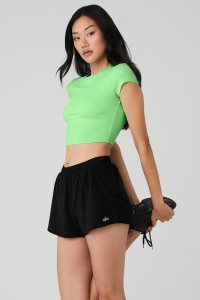 Alo Yoga Alosoft Crop Finesse Short Sleeve Mintfarben Grün | ZABSHKM-63