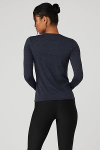 Alo Yoga Alosoft Finesse Long Sleeve Navy | ELBNCJW-42