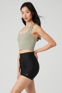 Alo Yoga Alosoft Gerippt Chic Muskelshirt Zitrone Grün | KSJFEOH-04