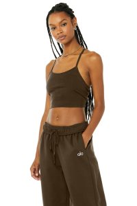 Alo Yoga Alosoft Gerippt Crop Calm Muskelshirt Kaffee | BPTEYJZ-23
