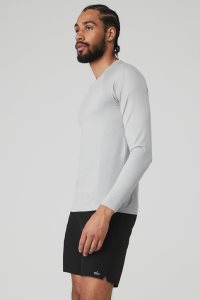 Alo Yoga Amplify Seamless Long Sleeve Grau | JPKUMNF-91