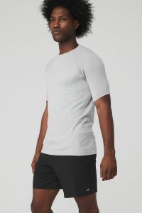 Alo Yoga Amplify Seamless Tee Short Sleeve Grau | PGEMJYI-86
