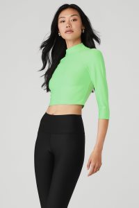 Alo Yoga Archer Fitted Long Sleeve Mintfarben Grün | XLOQGIB-86