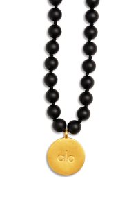 Alo Yoga Black Onyx Mala Necklace Schmuck Schwarz | AFZWURO-04