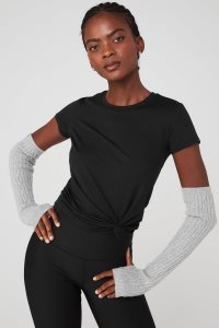 Alo Yoga Cable Knit Arm Warmers Handschuhe Grau | TUDKSQA-62