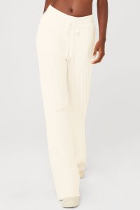 Alo Yoga Cashmere Gerippt High-Taille Winter Dream Flare Pant Sporthosen Weiß | IXSPVEG-84