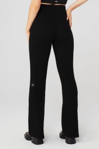 Alo Yoga Cashmere Gerippt High-Taille Winter Dream Flare Pant Sporthosen Schwarz | UQYRLFT-78