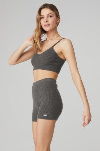 Alo Yoga Cashmere Gerippt Staycation BHs Grau | AYTPFIG-72