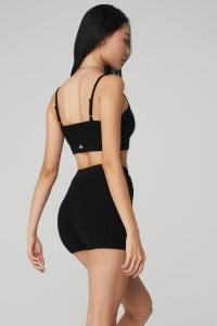 Alo Yoga Cashmere Gerippt Staycation BHs Schwarz | MDSCIOU-41