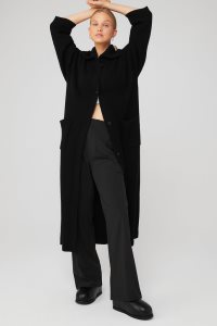 Alo Yoga Cashmere Gerippt Winter Dream Strickjacke Schwarz | CKARNFI-05